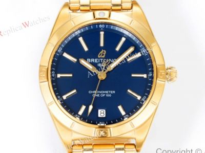 Breitling Chronomat  2824 Automatic Movement  Gold Steel Strap Blue 36*10mm Watch
